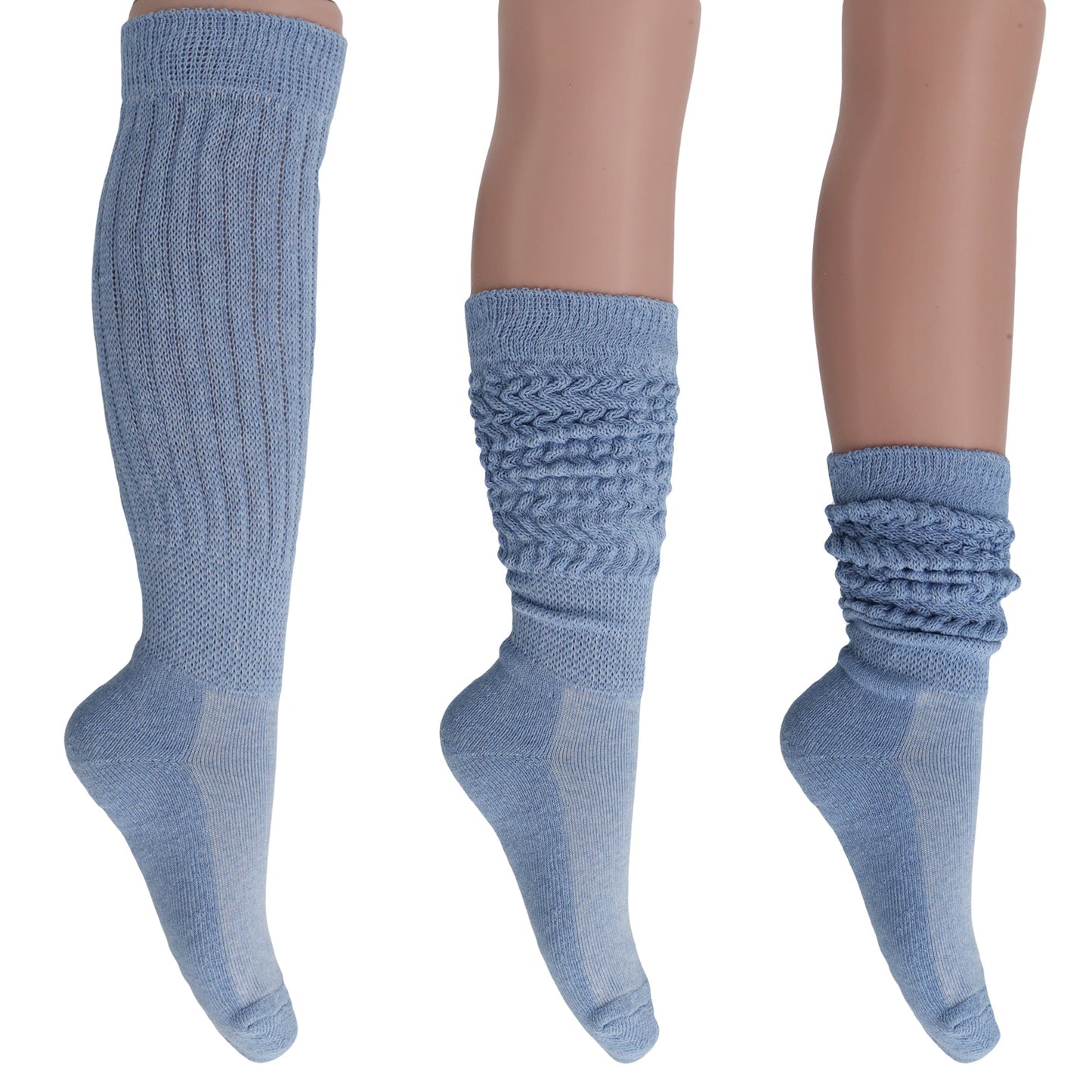 Women's Slouch Socks – Soft Cotton Scrunch Socks, Retro Knee-High Boot Socks for Casual Wear & Comfort (2 Pairs)-3