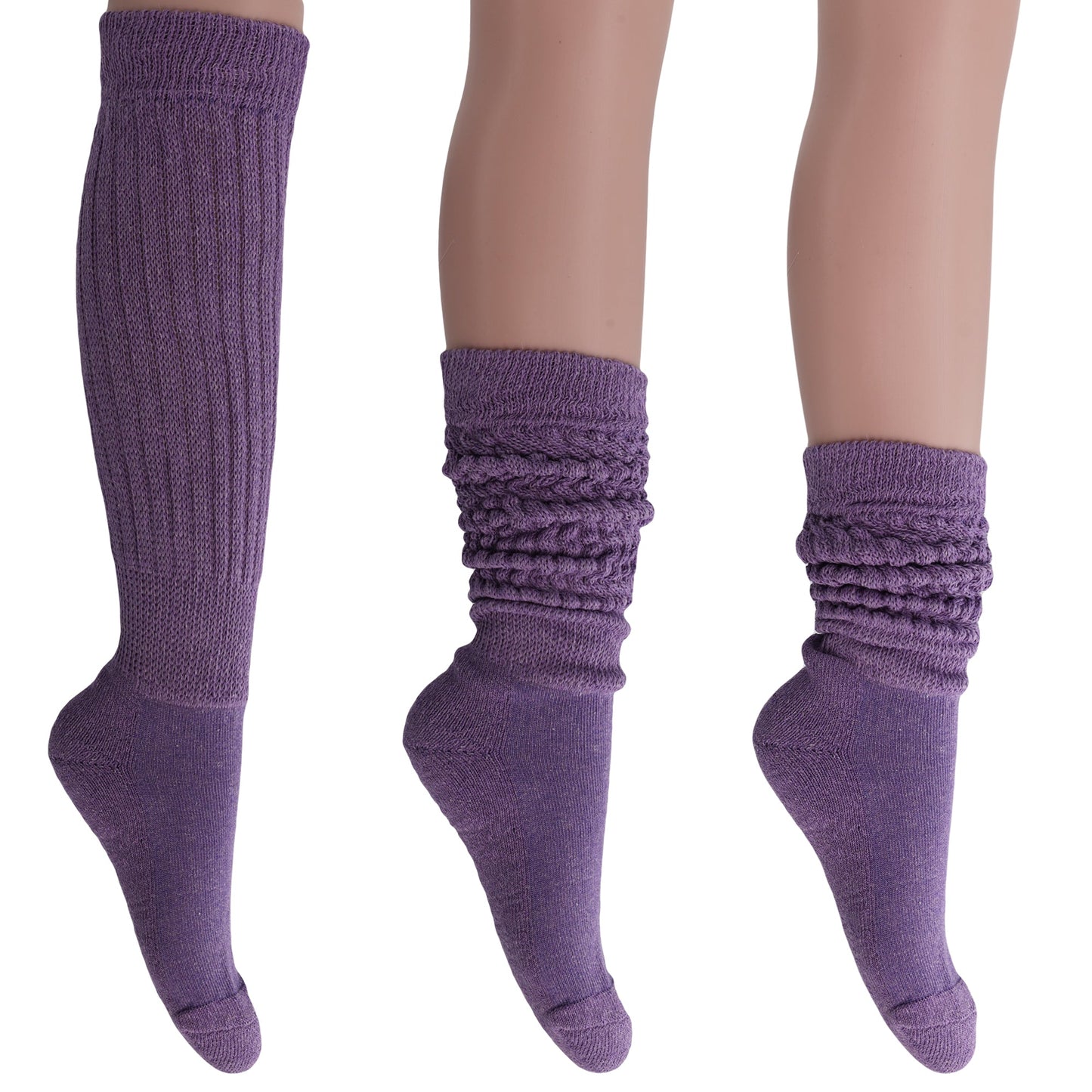 Women's Slouch Socks – Soft Cotton Scrunch Socks, Retro Knee-High Boot Socks for Casual Wear & Comfort (2 Pairs)-7