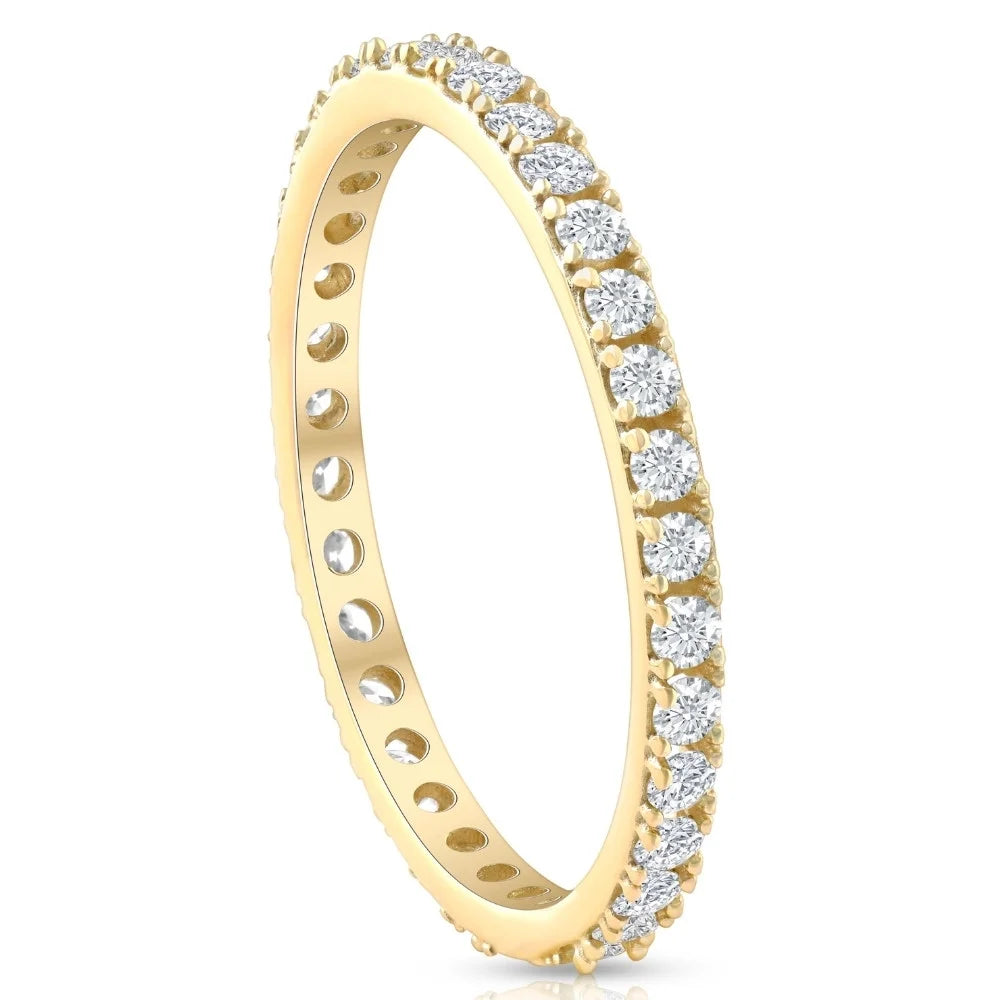 Pompeii 1/2 Ct Diamond Eternity Ring 10K Yellow Gold Womens Stackable Anniversary Band