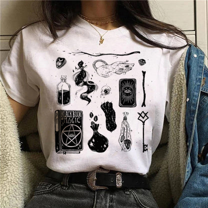 Women's Fashion Simple Print Short-sleeved Tops