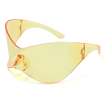 New Oversized Y2K Punk Rimless Sunglasses Women Men Brand Designer Hip Hop Sport One Piece Sun Glasses Shades Goggles