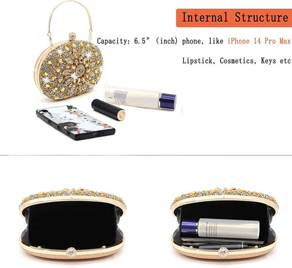Rhinestone Evening Clutch Bag for Women Bridal Diamonds Clutch Purses Wedding Purse Prom Cocktail Party Handbags