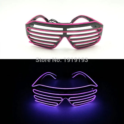 Cool Fashion Double Colors EL Window-Shades Glasses Glowing Glasses Neon LED Light up Sunglasses Glow Party Decorative Glasses