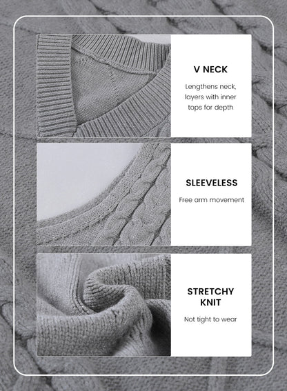 Women'S Vintage Sleeveless Sweater Vest Knitted Pullover Top for Fall