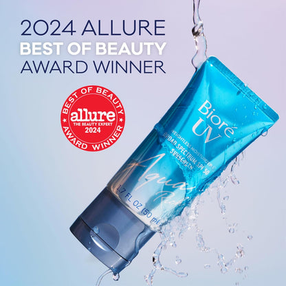 UV Aqua Rich Daily Hydrating Facial Moisturizer with SPF 50 | Oil Free Sunscreen & Primer for Makeup with Hyaluronic Acid, No White Cast, Non-Comedogenic, for Sensitive Skin, PA++++, 1.7 Oz
