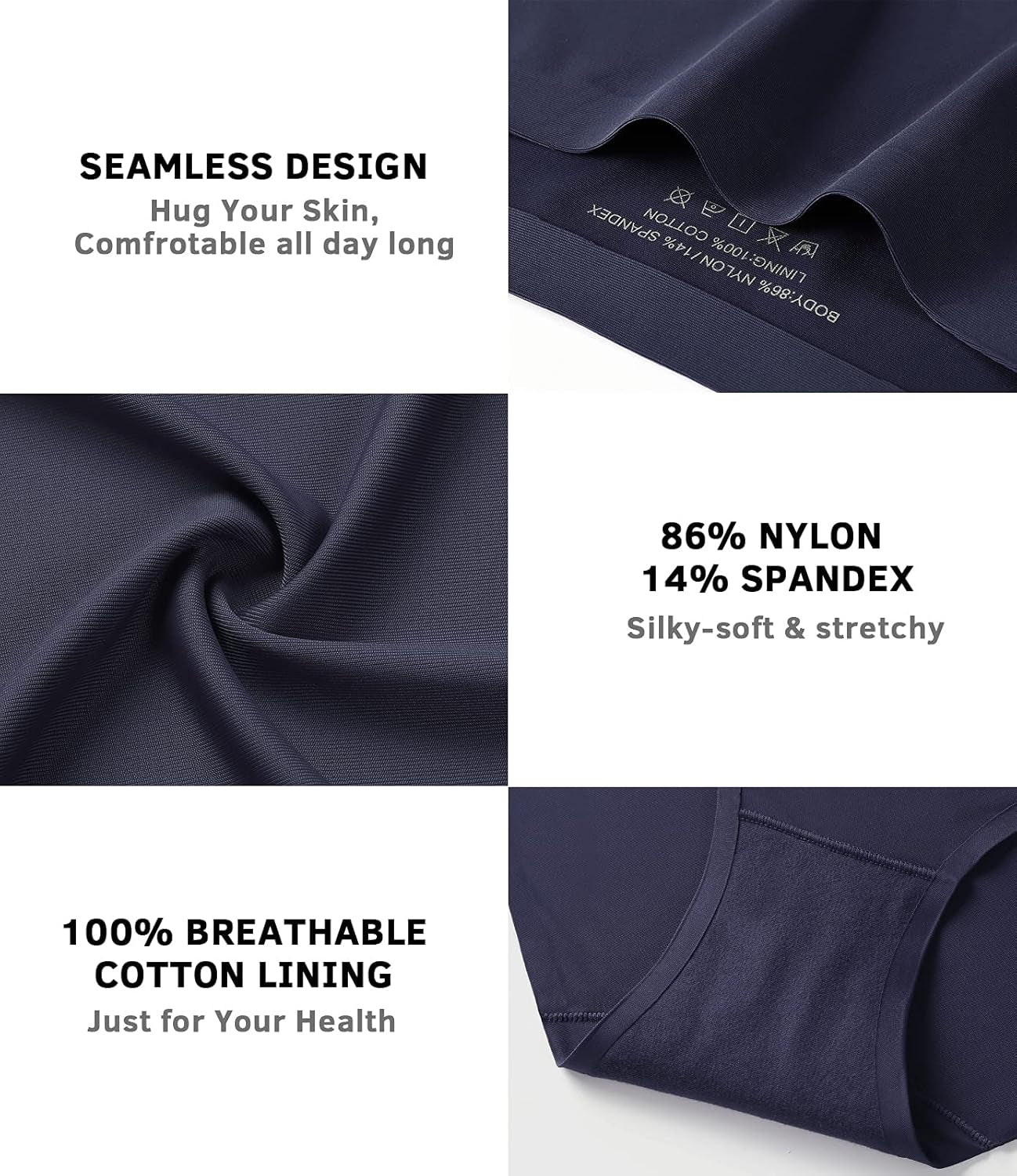 Seamless Underwear for Women Panties Breathable Stretch Bikini Hipster Panty- 5 Pack