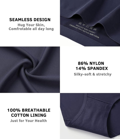 Seamless Underwear for Women Panties Breathable Stretch Bikini Hipster Panty- 5 Pack