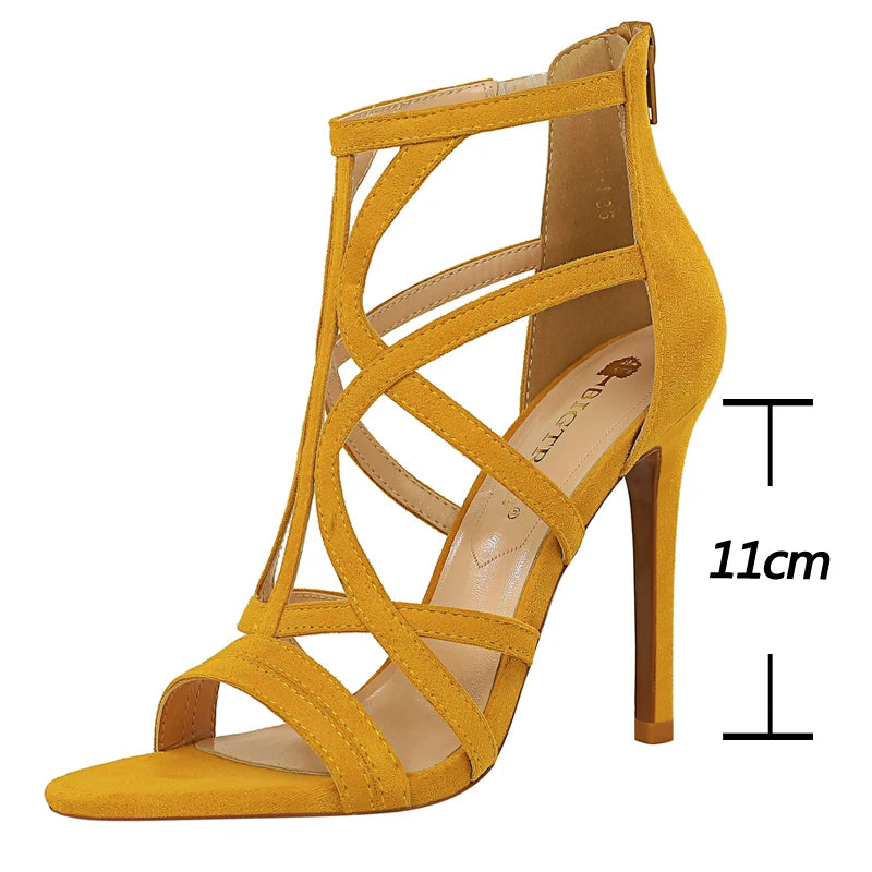 Shoes Roman Style High Heels Woman Pumps Stiletto Heels 11 Cm Women Heels Sexy Party Shoes Hollow Out Women Sandals 2025