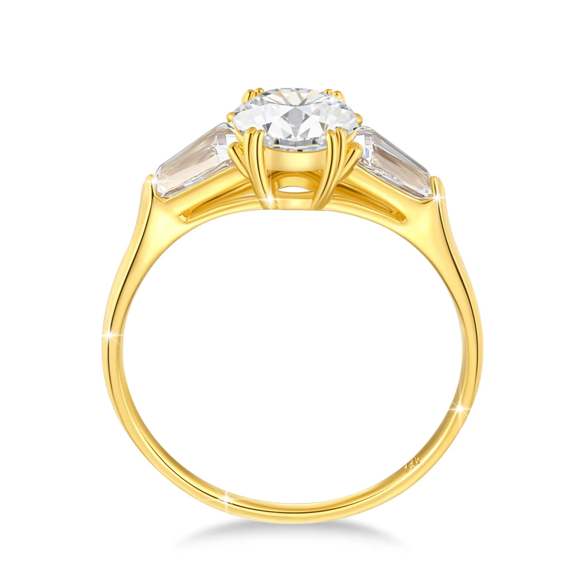 100% Real 14K Gold Ring Engagement Moissanite Diamond 1Ct 2Ct 3Ct 3 Stone Women Luxury K Gold Jewelry for Wedding Gifts