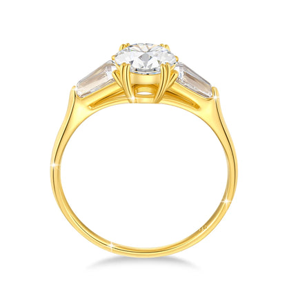 100% Real 14K Gold Ring Engagement Moissanite Diamond 1Ct 2Ct 3Ct 3 Stone Women Luxury K Gold Jewelry for Wedding Gifts