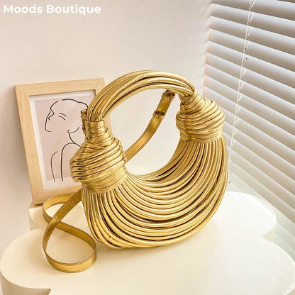MOODS Luxury Evening Purses for Women Golden Noodle Knot Design Dinner Party Clutch Bag 2023 Luxury Designer Purses and Handbags