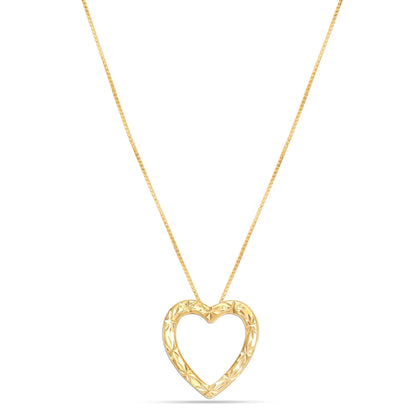 925 Sterling Silver 18K Gold-Plated Diamond-Cut Heart Reversible Necklace for Women and Teen 25MM