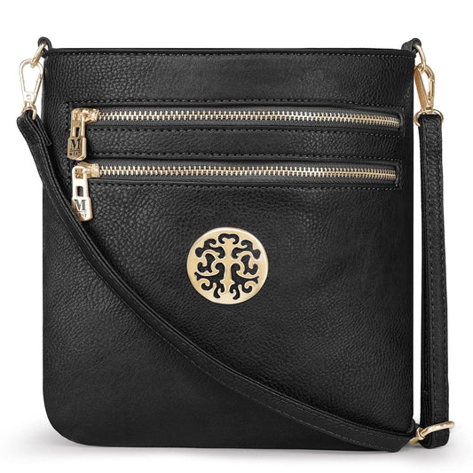 Crossbody Bags for Women Multi Pocket Cross Body Bag Purses with Adjustable Strap, Black