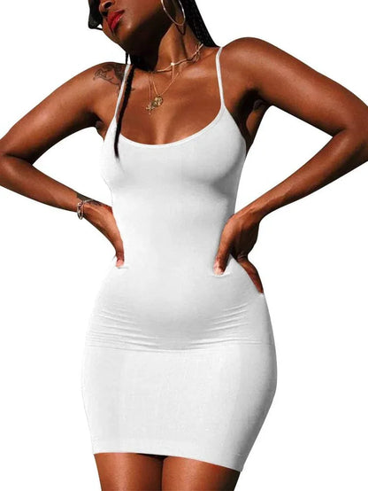 Chic Backless Bodycon Mini Dress - Sexy Spaghetti Strap Tank for Club Parties - Alrickas’ UNIQUE BOUTIQUE