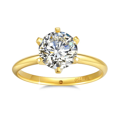 High Quality 100% Pure 18K Gold Moissanite Ring Certified 1Ct round Luxury Brands Engagement K Gold Jewelry for Women Wholesale