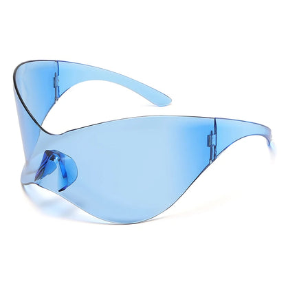 New Oversized Y2K Punk Rimless Sunglasses Women Men Brand Designer Hip Hop Sport One Piece Sun Glasses Shades Goggles