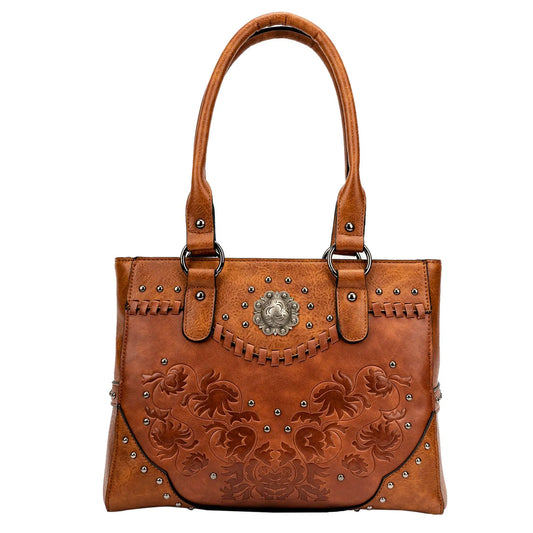 Celela Shoulder Bags for Women Tote Bag Large Ladies Quality Leather Vintage Western Purse Embossed Concho Studs Handbags