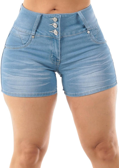 Butt Lifting Denim Shorts for Women - Mid - High Waisted Shorts - Levanta Cola