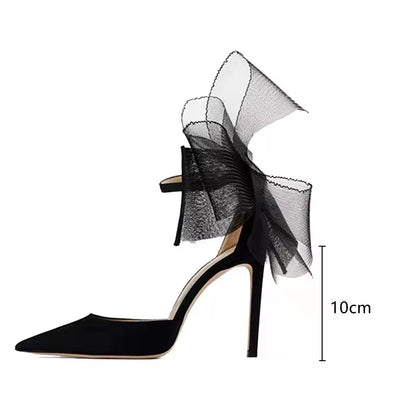 Brand Fashion Bowknot Women Pumps Luxury Satin Thin High Heels Party Prom Sandals Spring Summer Female Wedding Bridal Shoes