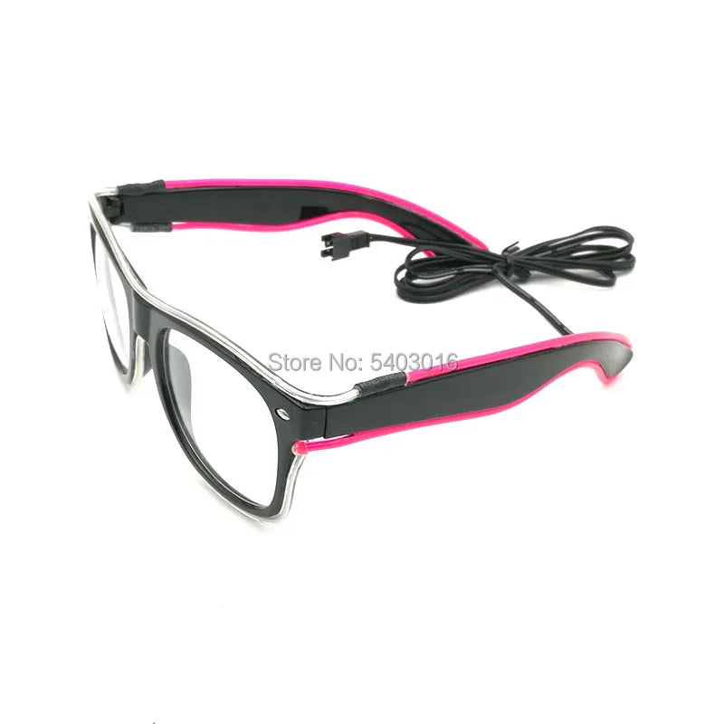 Cool Fashion Double Colors EL Window-Shades Glasses Glowing Glasses Neon LED Light up Sunglasses Glow Party Decorative Glasses