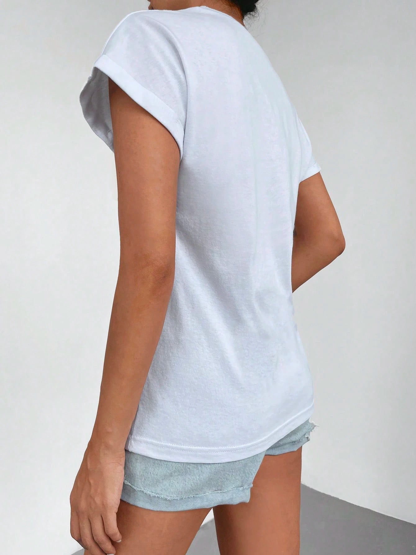 Heart & Hand Print Batwing Sleeve Tee