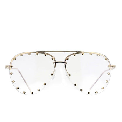 45202 Ladies Metal Rivet Pilot Sunglasses Women Luxury Personality Glasses Designer Eyewear Shades UV400