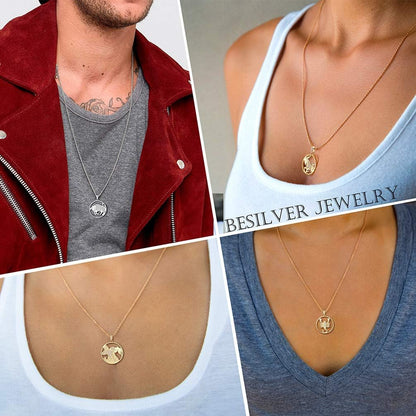 Zodiac Constellation Pendant Necklace Charm Women Men 925 Sterling Silver Horoscope Sign Astorlogy Necklace Celestial Symbols Jewelry Birthday Gifts for Wife Girlfriend Gift