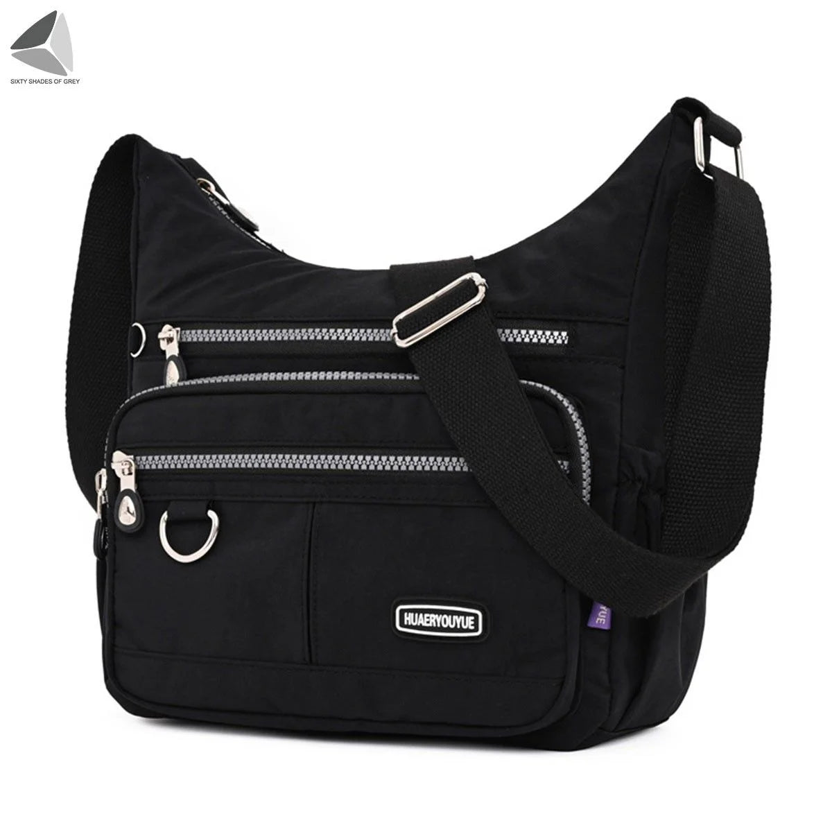 Womens Waterproof Nylon Crossbody Bag Casual Messenger Bags Travel Shoulder Purse Handbag (Black)