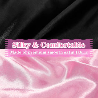 Jumbo Bonnet,Reversible Double Layer Satin Bonnet for Black Women,Adjustable Extra Large Sleeping Satin Lined Bonnet,Silk Bonnet Night Cap with Wide Tie Band for Braids Long Curly Hair(Black Pink)