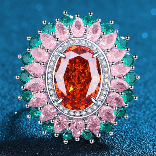 100% 925 Sterling Silver 10*14MM 6CT Ruby High Carbon Diamond Gemstone Adjustable Ring Wedding Engagement Fine Jewelry