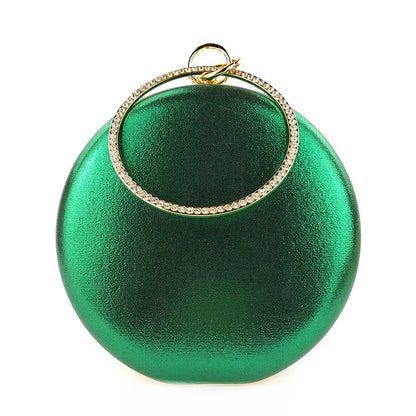 Green Clutch Bag Women round Clutch Purse Evening Bag Crystal Wedding Purse and Handbag Exquisite Chain Shoulder Bag ZD1244
