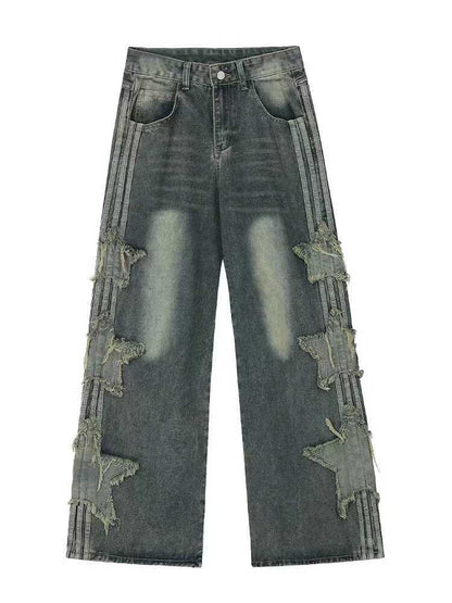 American-style XINGX Patch Straight Jeans