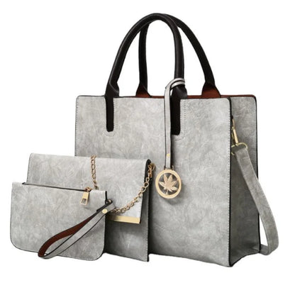 Women'S Handbag 3-Piece Set Women'S Shoulder Bag Fashion Purse Vintage Leather Bag Large Capacity Handbag Inclined Shoulder Bag