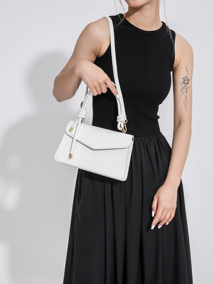 New White Vintage Knitted Texture Women'S Handbag Shoulder & Crossbody Bag