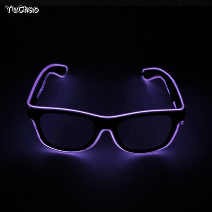 Cool Fashion Double Colors EL Window-Shades Glasses Glowing Glasses Neon LED Light up Sunglasses Glow Party Decorative Glasses