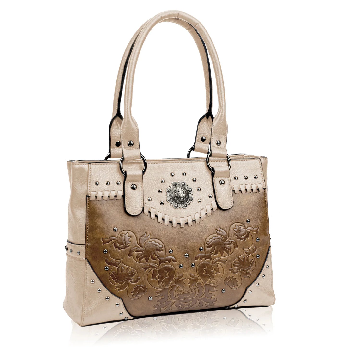 Celela Shoulder Bags for Women Tote Bag Large Ladies Quality Leather Vintage Western Purse Embossed Concho Studs Handbags