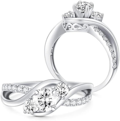 1 Carat (Ctw) Moissanite Engagement Rings for Women 10K/14K/18K White Gold Rings Moissanite Rings