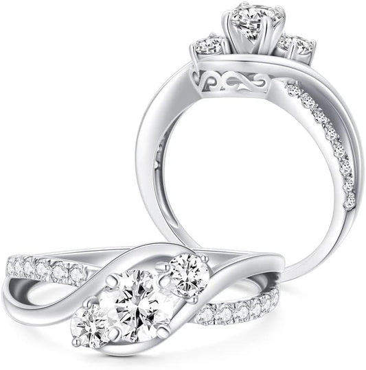 1 Carat (Ctw) Moissanite Engagement Rings for Women 10K/14K/18K White Gold Rings Moissanite Rings