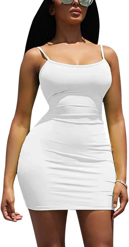 Chic Backless Bodycon Mini Dress - Sexy Spaghetti Strap Tank for Club Parties - Alrickas’ UNIQUE BOUTIQUE