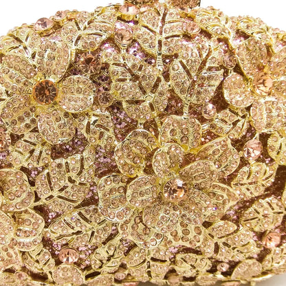 (In Stock) Dazzling Flower Crystal Clutch Evening Purse Bag Women Formal Dinner Handbag Wedding Bridal Purse