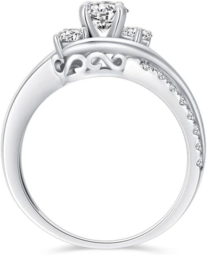 1 Carat (Ctw) Moissanite Engagement Rings for Women 10K/14K/18K White Gold Rings Moissanite Rings