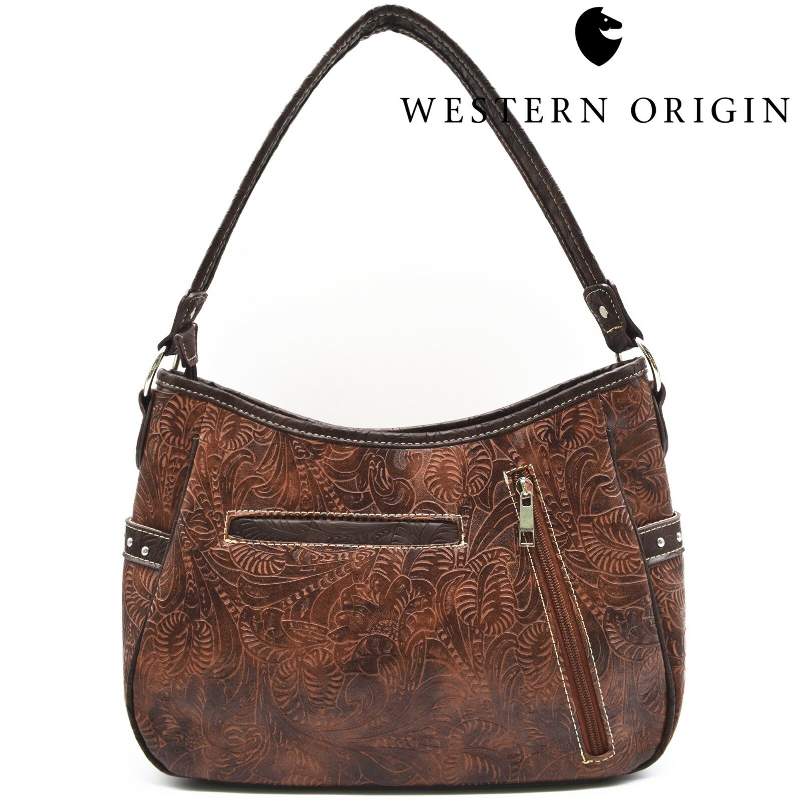 Western Handbag Concealed Carry Purse Feather Women Shoulder Bag Wallet Coffee