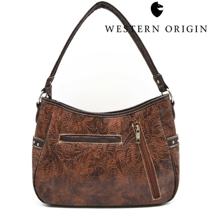 Western Handbag Concealed Carry Purse Feather Women Shoulder Bag Wallet Coffee