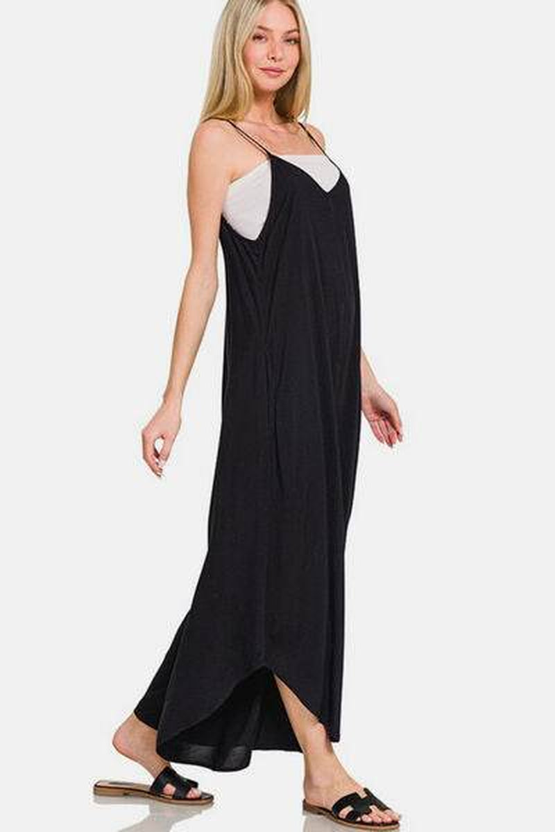 Zenana Spaghetti Strap Overalls with Pockets - Wide Leg Design