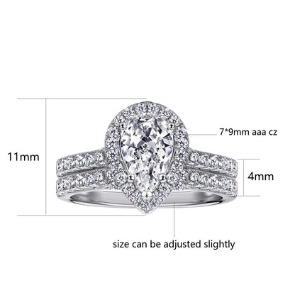 Matching Rings Couple Rings 10Kt White Gold Plated CZ Wedding Ring Set for Women