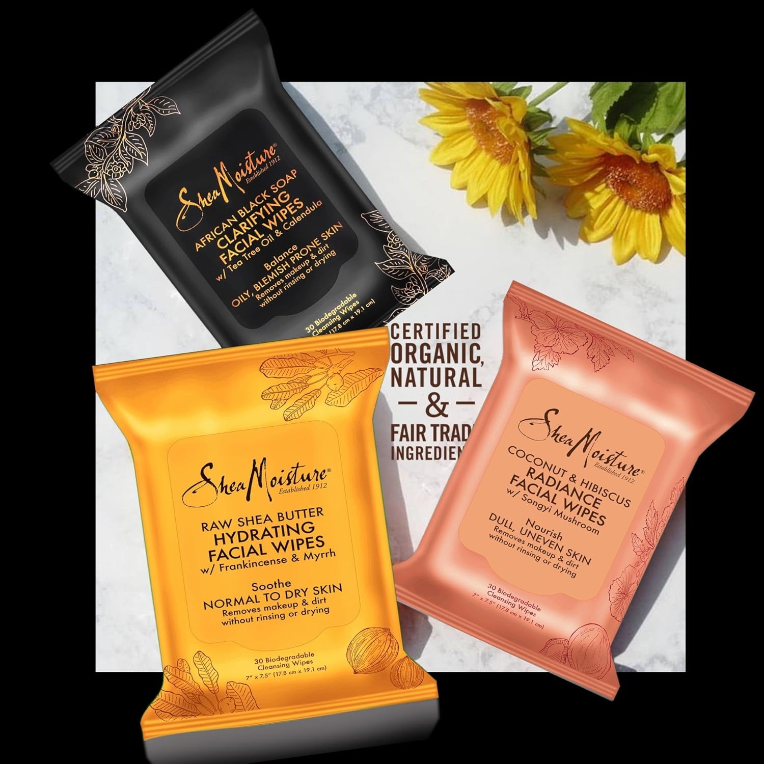 Clarifying Facial Wipes for Oily, Blemish-Prone Skin African Black Soap to Clarify Skin 30 Count (U-BB-2761)