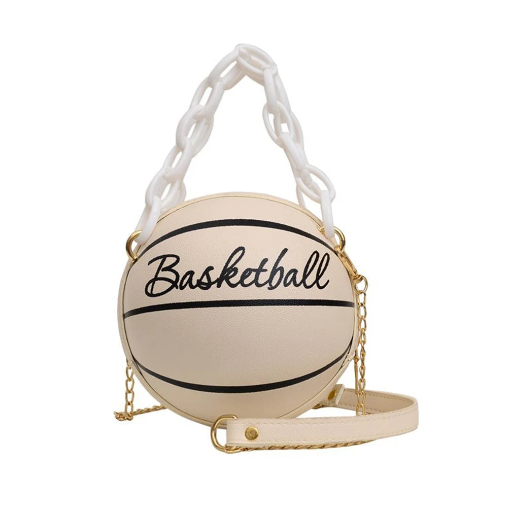 New Female Leather Pink Basketball Bag New Ball Purses for Teenagers Women Shoulder Bags Crossbody Chain Hand Bags