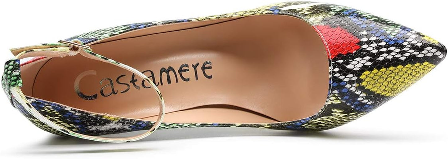 Womens Ankle Strap Pumps Pointed Toe Slip-On High Heels 10CM Heels