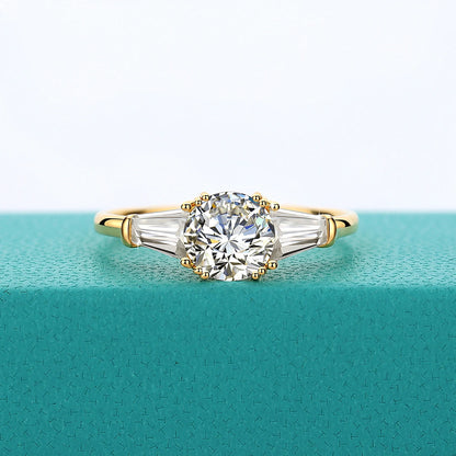 100% Real 14K Gold Ring Engagement Moissanite Diamond 1Ct 2Ct 3Ct 3 Stone Women Luxury K Gold Jewelry for Wedding Gifts