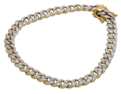 Mens 10K Yellow Gold Real Diamond Cuban Link Chain Bracelet 2.0 CT 8.5"